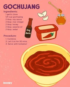 the ingredients to make this recipe are shown on a pink background