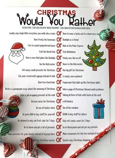 christmas would you rather have to do this for the kids? - free printable worksheet