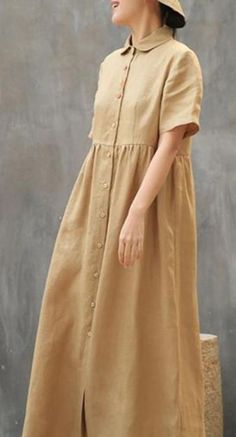 Khaki Linen Casual Summer Dresses Buttons Shirt Dress Maxi Women Dresses Z972911 Knee-length Shirt Dress For The Beach, Casual Plain Solid Linen Dress, Casual Shift Shirt Dress, Cotton Solid Color Shirt Dress For Summer, Casual Solid Linen Summer Dress, Casual Solid Color Linen Beach Dress, Casual Solid Color Linen Dress For Vacation, Casual Solid Color Shirt Dress For Summer, Casual Solid Color Shirt Dress For Vacation