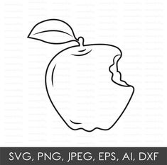 an apple with a leaf on it and the words svg, png, eps,