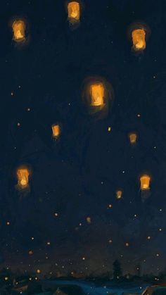 the night sky is filled with glowing lanterns