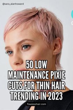 Pastel Pink Low Maintenance Pixie Cut For Thin Hair Low Maintenance Pixie, Women Pixie Cut, Scrub Corpo, Short Hair Pixie Cuts, Shoulder Length Hair Cuts, Funky Hairstyles, Haircuts For Fine Hair