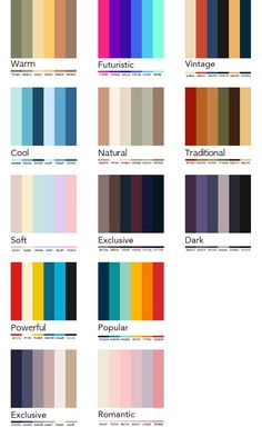 the color chart for different shades of paint