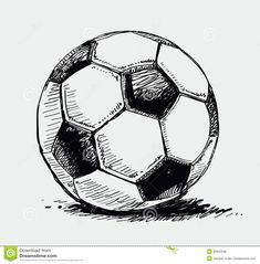 a black and white drawing of a soccer ball