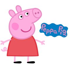 peppa pig holding a blue sign with the word peppa