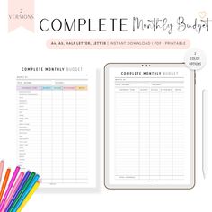 the complete printable worksheet is shown with markers, pens and pencils