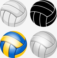 four different types of volleyball balls