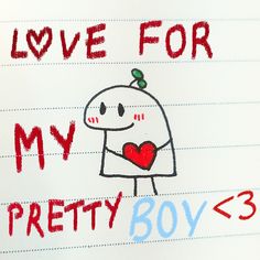 i love for my pretty boy 3 written on lined paper with red and blue marker