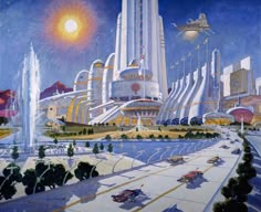 an artist's rendering of a futuristic city