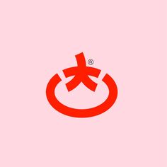 the chinese symbol for love is shown in red on a light pink background with an orange circle