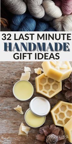 three different pictures with text that says, 32 last minute handmade gift ideas