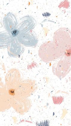 an image of abstract flowers on a white background with pink, blue and grey colors