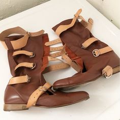 Very Rare 90��’s Pirate Boots With Round Buckles As Opposed To The Reissue Square Buckles Sold Today. Collector’s Piece No Scratches Almost Like New (Except For Marks On Original Leather Soles) Vivienne Westwood Shoes, Pirate Boots, Timberland Boots, Vivienne Westwood, Lace Up Boots, Very Rare, Shoe Laces, Like New, Lace Up