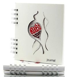 a spiral notebook with the word baby on it and an image of a pregnant belly