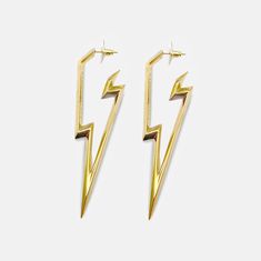 Powerfully electric. This thrilling statement earring will make you the brightest in the room. Each line of the lightning bolt is artfully extruded to perfection, surely to be your new favorite piece. Made of hypoallergenic stainless steel available in a silver or gold finish. Engineered with designer and skin safe sensibility. Ships in RARE-ROMANCE ™ branded packaging, perfect for gifts. Select your style | select your color | Add to cart | Ships same day of purchase PRODUCT SPECIFICATIONSLENTH