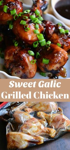 sweet garlic grilled chicken with green onions on the side