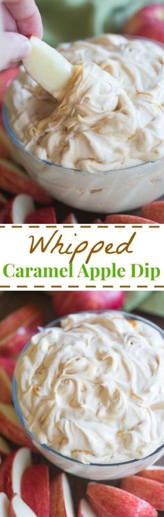 whipped caramel apple dip in a bowl