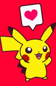 a pikachu with a heart on it's head and a speech bubble