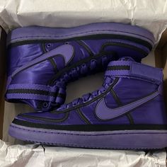 Nike Vandal High Supreme . Brand New In The Box . Never Been Worn Nike Shoe Corset, Purple Bape Sneakers, Nike Vandal, Supreme Brand, Nike Purple, Shoes Nike, Purple Black, Men's Nike, Purple And Black