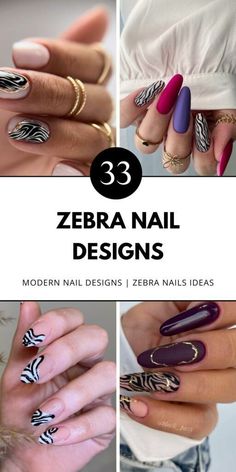 Explore colorful zebra nail art in pink, blue, red, purple, and green. Perfect for short nails and French styles. Save this pin to your nail art board and visit the article for more inspiration. Animal Print Nail Art, Zebra Nail Art, Print Nail Art, Animal Print Nails Art, Short Square Nails