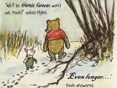 winnie the pooh and piglet are walking in the snow