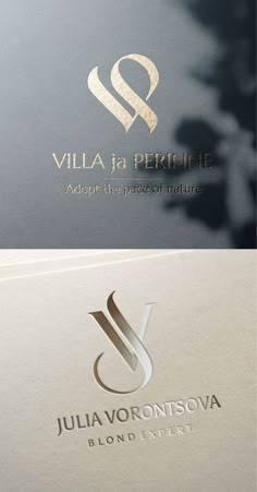 the logo for villa la perfie is shown here in this image, it appears to be gold and silver