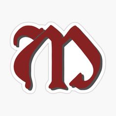 the letter m in red and grey sticker