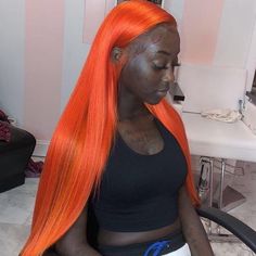 Orange Wigs, Light Orange Color, Hair Colorful, Baby Color, Virgin Hair Wigs, Light Hair Color, Full Hair, Straight Lace Front Wigs, Hair Laid