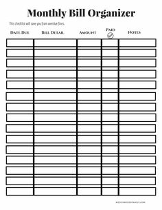 Can a monthly bill organizer save you from late fees? Can it get your finances *finally* organized? Try this free printable monthly bill organizer and find out. Monthly Bill Organizer, Saving Chart, Money Smart, Monthly Budget Spreadsheet