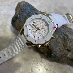 Michele Tahiatian Jelly Bean Strap Watch. Excellent Condition. Jelly Beans, Jelly, White Gold, Women Shopping, Gold, Color