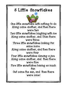 the five little snowflakes poem