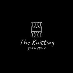 the knitting yarn store logo on a black background with white lettering and an image of a stack of tires