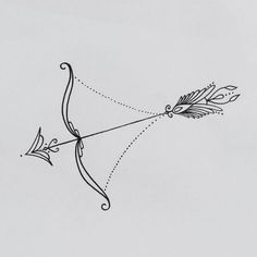 a drawing of an arrow with a bow on it