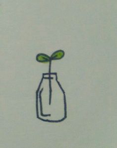 a drawing of a vase with a plant in it