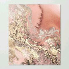 an abstract painting with gold and pink colors on it's surface canvas wall art print