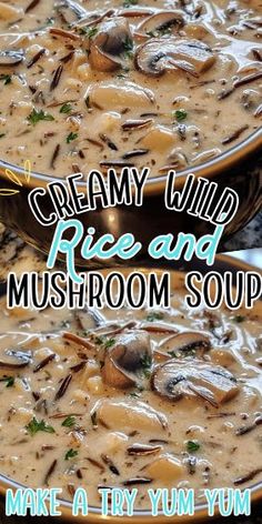 creamy wild rice and mushroom soup is an easy, healthy dinner that's ready in under 30 minutes