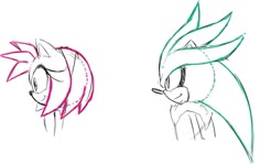 two drawings of sonic the hedgehog and shadow the hedgehog from sonic the hedgehog