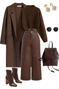 You can never go wrong with a monochromatic look Winter Work Outfits For Women Uk, Fancy Autumn Outfits, Olive Skin Tone Color Palette Clothes, Monochrome Fall Outfit, Winter Outfits Office Professional, Monochromatic Winter Outfits, Monochromatic Business Outfit, Old Money Aesthetic Winter Outfits, Brown Going Out Outfits