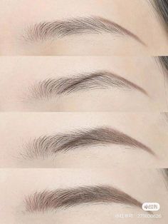 Eyebrows For Round Face, Rounded Eyebrows, Eyeliner Glitter, Bentuk Alis, Korean Makeup Tips, Eyebrow Makeup Tutorial