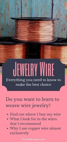 a spool of jewelry wire sitting on top of a wooden table with the words jewelry wire