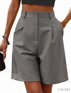 Lasaky - Breathable Wide-legged Cropped Pants - High-waisted, Loose Fit, and Slimming Design Shorts Knee Length, Bike Shorts Women, Velvet Midi Skirt, Wide Leg Shorts, Womens Summer Shorts, Knee Length Shorts, Wide Leg Cropped Pants, Work Wear Women, Leg Design