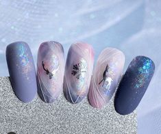 Frozen Nail Art, Witchy Nails, Milky Nails, Gel Nail Art Designs, Fall Nail Art Designs, Different Nail Designs, Rose Nails