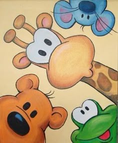 an image of some cartoon animals on a wall