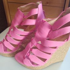 Brand New, Never Worn, Super Cute Hot Pink Wedges, Pink Wedges, Womens Shoes Wedges, Wedge Shoes, Pink Ladies, Hot Pink, Wedges, Super Cute, Women Shoes