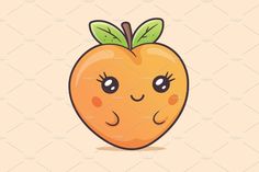 Peach Drawing Simple, Peach Drawing Cute, Peach Cartoon, Cartoon Peach, Peach Art Cute, Peach Drawing, Kawaii Peach, Peach Doodle Cute