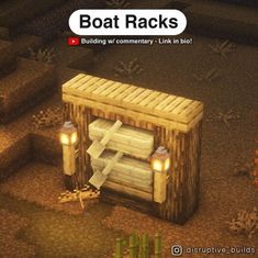 Minecraft Pirate Decoration, Minecraft Fishing Dock Easy, Boat Racks Minecraft, Boat Deck Minecraft, Minecraft Boat Storage, Minecraft Fishing House Interior, Minecraft Boat Docs, Minecraft Boat House Ideas, Minecraft Pirate Ship Interior