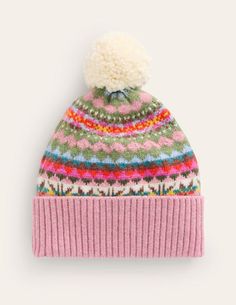 Aren't beanies great? They keep you warm and mean you don't have to worry about your hair. Plus, these ones feature bold Fair Isle patterns and colourful pompoms (we've got matching scarves, too). Fair Isle Hat, Boden Uk, Fair Isle Pattern, Maxi Jersey Dress, Satin Maxi Dress, Clothing Essentials, Girl Sweatshirts, Mini Boden, Christmas Girl