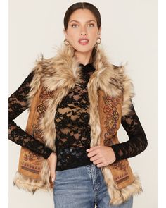 Tasha Polizzi, Cognac Boots, Suede Vest, Winter Vest, Faux Fur Vest, Faux Fur Vests, Tree Farms, Oak Tree, Fur Vest