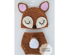 a crocheted bear hat and diaper cover