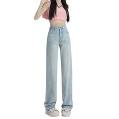 Season : All season Age : JUNIOR Style : Office Lady Jeans Style : Wide leg pants Fit Type : regular Fabric Type : Thin denim Decoration : Button,Do old,More than a pocket Waist Type : low Length : Ankle-Length Pants Material : POLYESTER Elasticity : Slight Strech Size information (nuit/cm)Size Waist Hip Pants LengthS 66 93.5 99M 70 97.5 100L 73 101.5 101XL 76 105.5 1022XL 80 109.5 103Duw to different measurement methods,there may be an error df 2-4cm in size Pink Sign, Pants Fit, Style Office, Ankle Length Pants, Crop Top Blouse, Office Lady, Dress Cuts, Dress Trousers, Slim Waist